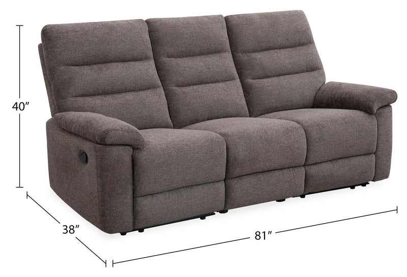 Sofa inclinable Jasper de 81 po en tissu de chenille - brun
