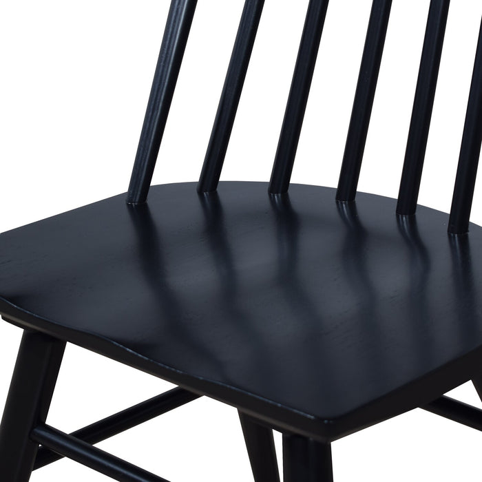 Chaise de salle à manger Astro avec dossier à barreaux en forme de fuseau courbé - noire