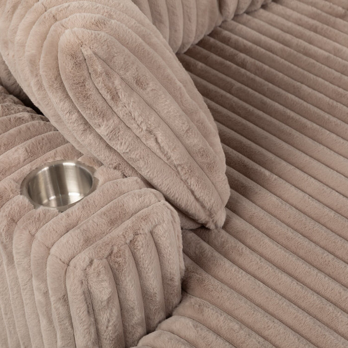 Fauteuil long Karlee de 54 po en tissu de fausse fourrure très douce avec deux porte-gobelets - brun