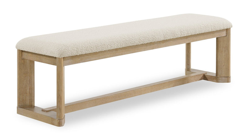 Ensemble de salle à manger Aspen 6 pièces avec table à rallonge, 80 po à 104 po, banc et 4 chaises en tissu - naturel