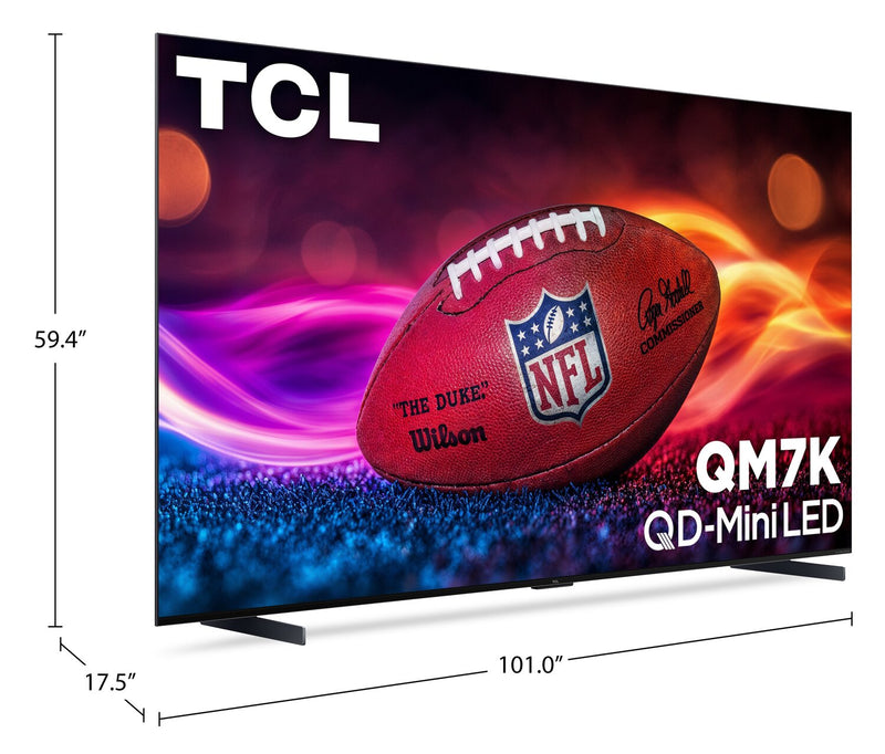 Téléviseur intelligent QLED Mini DEL TCL QD QM7K UHD 4K de 115 po avec Google TVMC (115QM7K) - modèle 2025