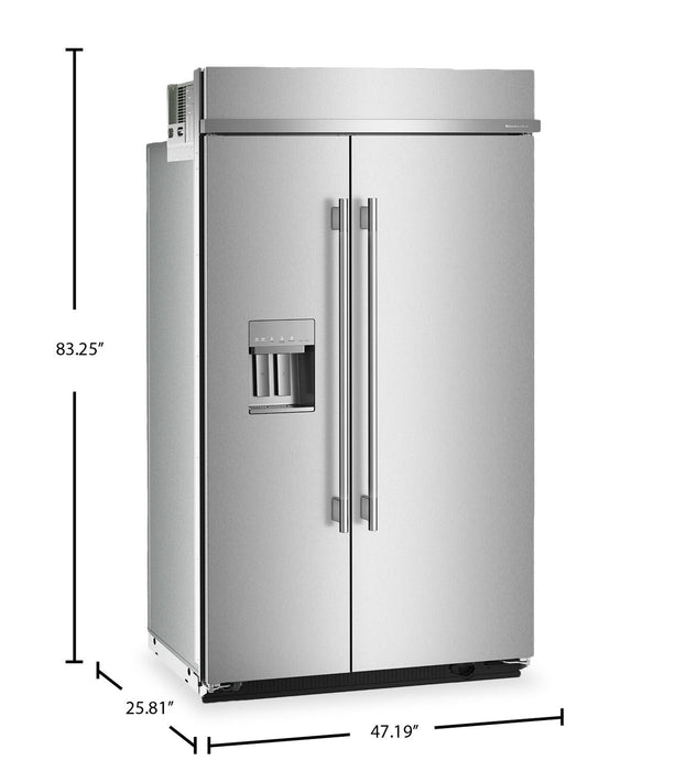 Réfrigérateur encastré KitchenAid de 29,4 pi3 et de 48 po à compartiments juxtaposés - acier inoxydable - KBSD748SPS