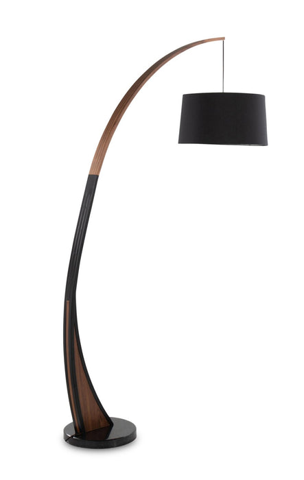 Lampe à pied moderne du milieu du 20e siècle Sybil de 18 po avec base en marbre - noyer noir