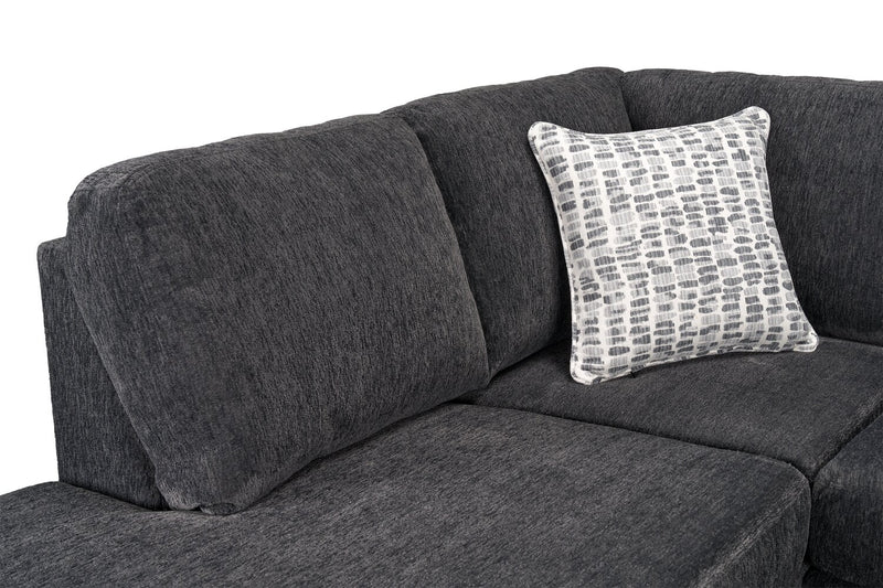 Sofa sectionnel en U de gauche Morgan 2 pièces fabriqué au Canada en tissu de chenille avec coussins décoratifs - gris