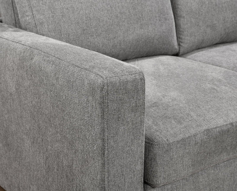 Sofa-lit Drift de 66,5 po en tissu d’apparence lin avec accoudoirs rectilignes - gris