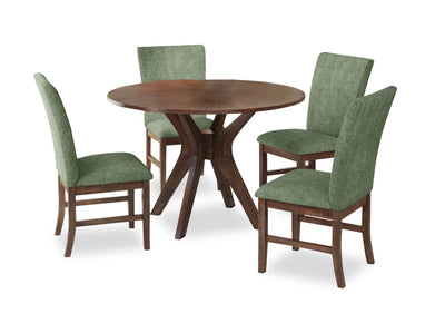Rain 5pc Dining Set with Table & 4 Green Chairs, 45"W Round - Green/Brown | Ensemble de salle à manger Rain 5 pièces avec table ronde de 45 po (L) et 4 chaises vertes - vert et brun