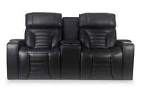  Causeuse de massage à inclinaison électrique Zen de 75,5 po en similicuir avec console réfrigérée - noire