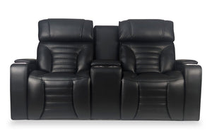 Causeuse de massage à inclinaison électrique Zen de 75,5 po en similicuir avec console réfrigérée - noire