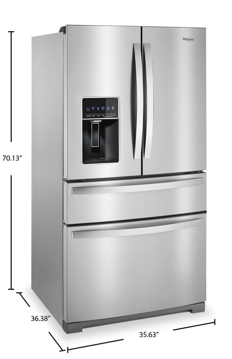 Réfrigérateur Whirlpool de 26 pi³ et de 36 po à portes françaises - acier inoxydable résistant aux traces de doigts - WRMF7736PZ