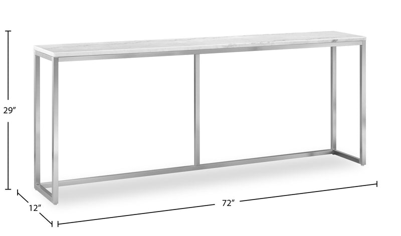 Table de salon moderne Sampson en marbre de 72 po - blanc