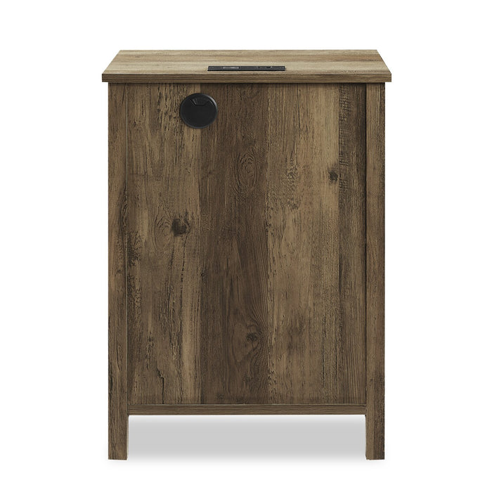 Table de nuit Theo de 18 po (l) x 25,75 po (H) à 1 tiroir avec armoire de rangement - brune