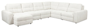 Sofa sectionnel modulaire à coulissement et inclinaison électriques de gauche Elevate de Scott Living 6 pièces en tissu de chenille - beige