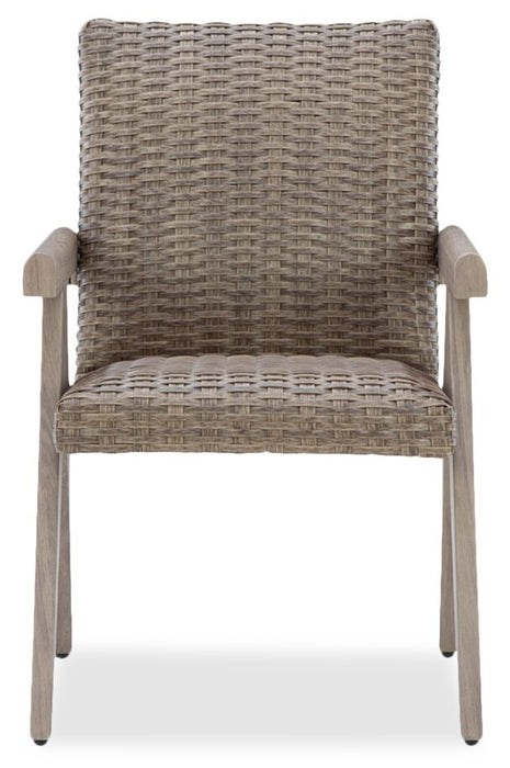 Ensemble Muskoka 7 pièces pour la terrasse à l’extérieur avec table de coin-repas et 6 chaises - osier en résine, aluminium - beige