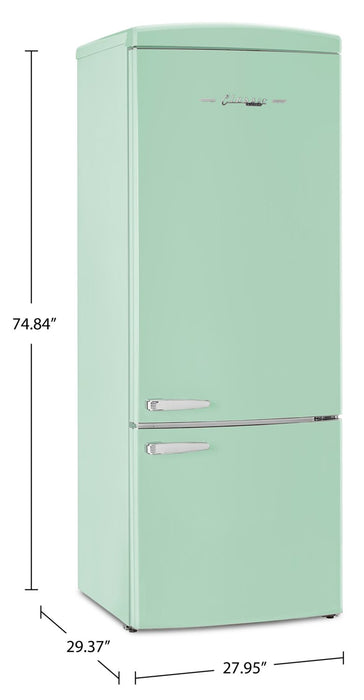 Réfrigérateur Classic Rétro d’Unique de 28 po et de 17 pi3 à congélateur inférieur - vert - UNQ-455L LG AC