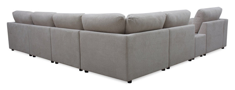 Sofa sectionnel modulaire de droite Voyage 7 pièces en tissu avec console et coussins de dossier amovibles - taupe