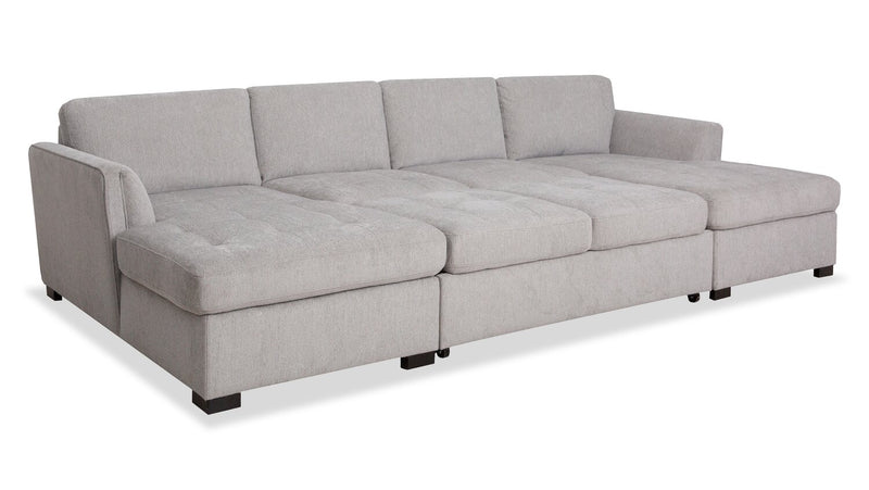 Sofa sectionnel Vault 3 pièces avec causeuse-lit et deux fauteuils longs de rangement - gris