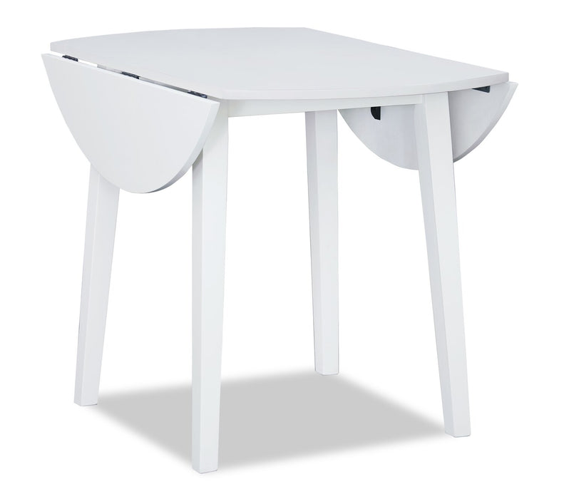 Table de salle à manger ronde Bryn de 42 po avec abattant - blanche