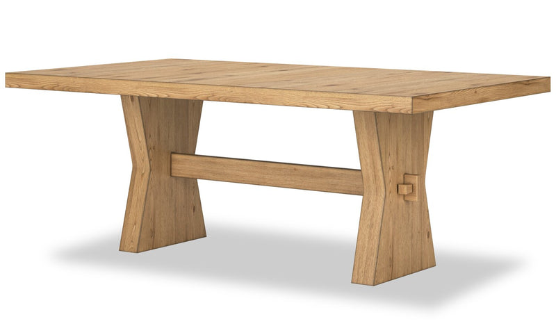 Ensemble de salle à manger Shaw 7 pièces avec table de 78 po (L), base à tréteaux et 6 chaises - naturel