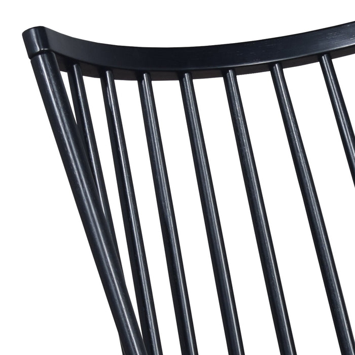 Chaise de salle à manger Astro avec dossier à barreaux en forme de fuseau courbé - noire