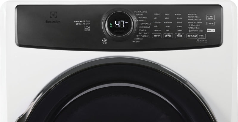 Sécheuse à gaz Perfect SteamMC Electrolux de 8 pi3 avec système de séchage LuxCareMD Dry et rafraîchissement instantané - ELFG7738AW 