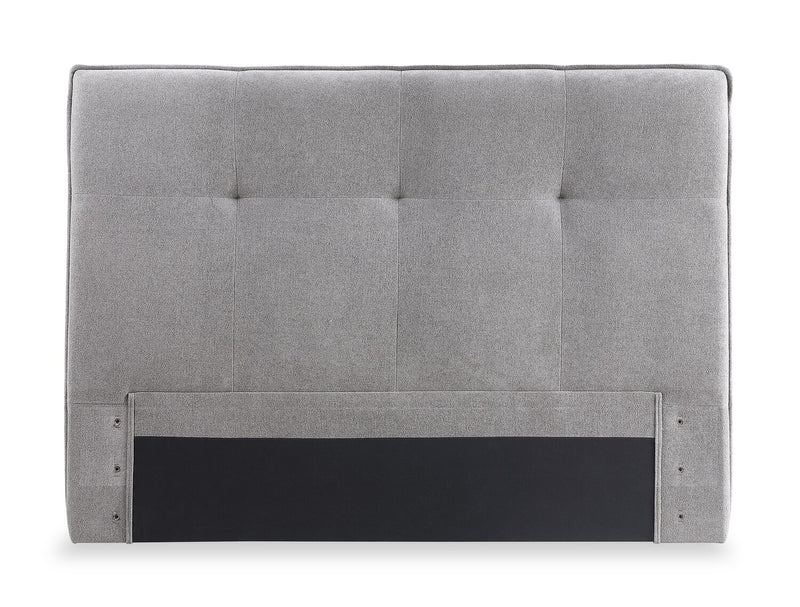 Tête de lit rembourrée Amos en tissu gris capitonné - format lit double