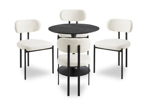 Ensemble de salle à manger Rio 5 pièces avec table ronde de 36 po (L), base piédestal en métal et 4 chaises - noir et taupe