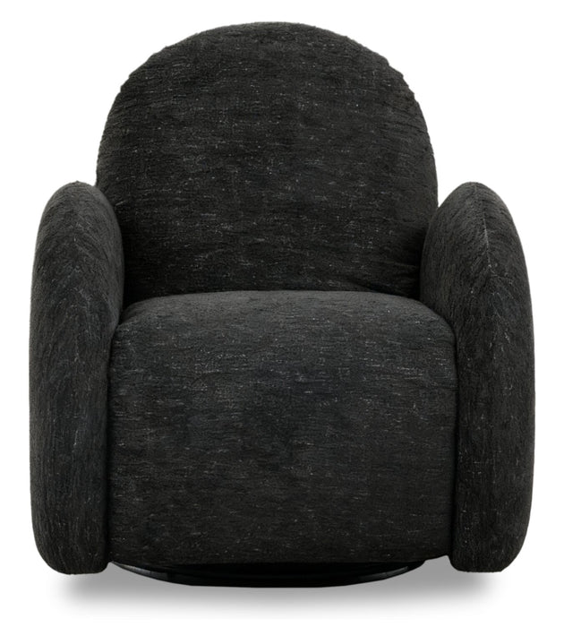 Fauteuil d’appoint coulissant, pivotant et inclinable Shay en chenille - ebony
