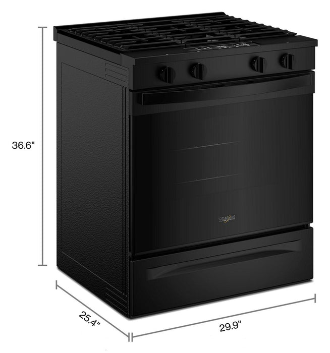 Cuisinière à gaz intelligente Whirlpool de 30 po, 5 pi³ – noir – WSGS3330TB
