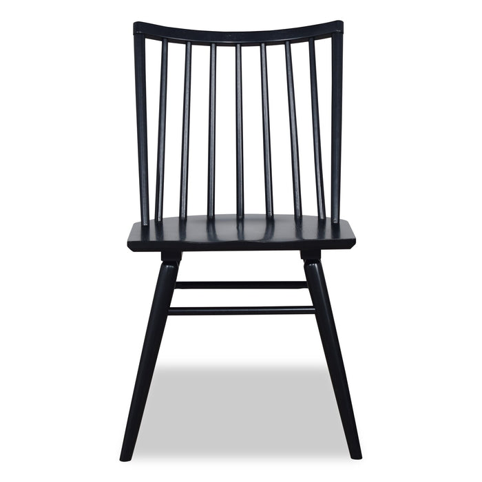 Chaise de salle à manger Astro avec dossier à barreaux en forme de fuseau courbé - noire
