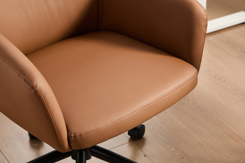 Chaise de bureau pivotante Stevie de 23 po d’apparence cuir à hauteur réglable - brun foncé