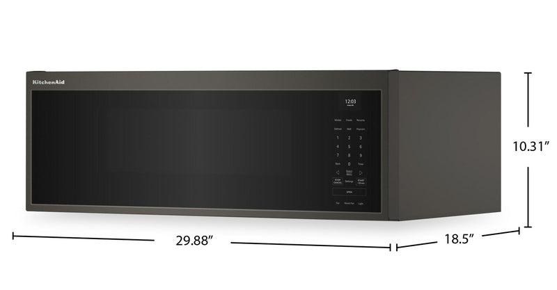 Four à micro-ondes à hotte intégrée intelligent à profil bas KitchenAid de 1,1 pi3 - minerai noir -  YKMML550RBE