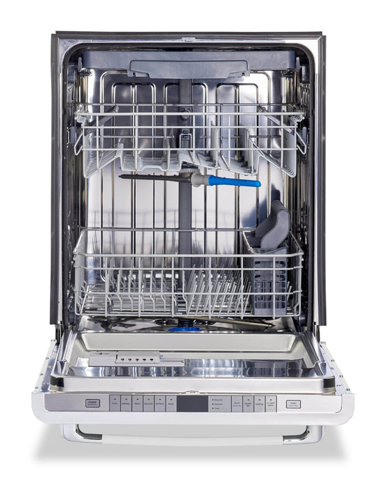 Lave-vaisselle Classic Rétro par Unique de 24 po et de 45 dBA avec commandes sur le dessus - blanc guimauve - UGP-24CR DW W