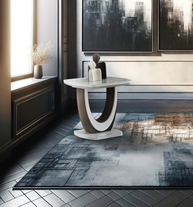 Table de bout moderne Brimley de 21,75 po - blanche et grise