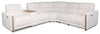 Sofa sectionnel modulaire à inclinaison électrique Sable 6 pièces en chenille avec appuie-têtes électriques et port USB - blanc albâtre