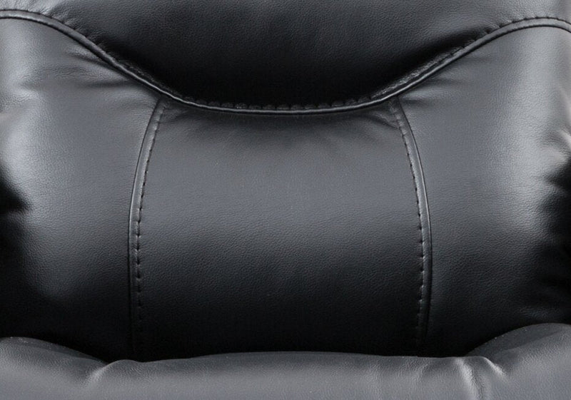Fauteuil à inclinaison électrique Glow de 33 po en tissu avec accoudoirs de rangement - noir