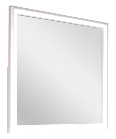 Halo Bedroom Dresser Mirror with LED Light, Glam - White | Miroir de commode de chambre à coucher somptueux Halo avec éclairage à DEL - blanc