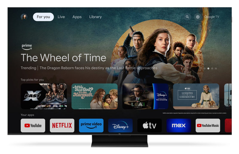 Téléviseur intelligent QLED à mini DEL de TCL UHD 4K de 75 po à 120 Hz avec HDR Ultra, FreeSyncMC AMD et Google TVMC (75QM751G)