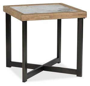 Table de bout contemporaine Marina de 25 po avec carreau en pierre - naturelle