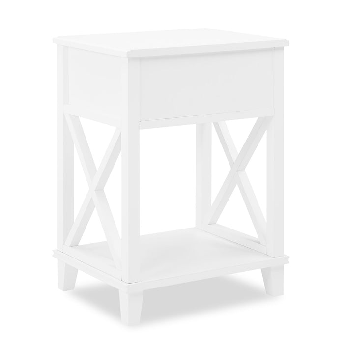 Table de nuit Elle de 18 po (l) x 25,75 po (H) à 1 tiroir - blanche