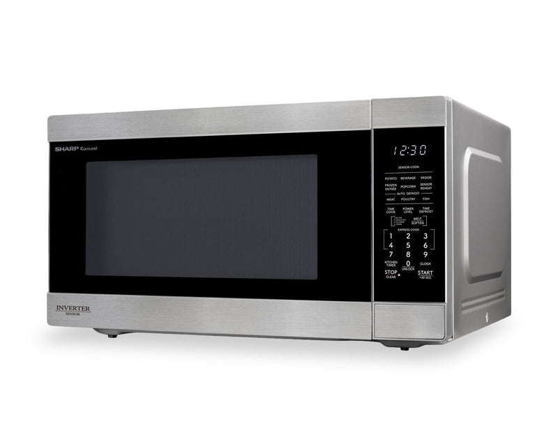Four à micro-ondes de comptoir Sharp de 2,2 pi3 avec plateau tournant CarouselMD et technologie InverterMD - SMC2264KSC