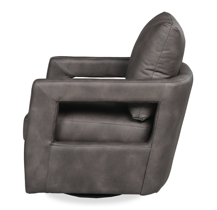 Fauteuil d’appoint pivotant Ever de 28 po en tissu d’apparence cuir - brun foncé 