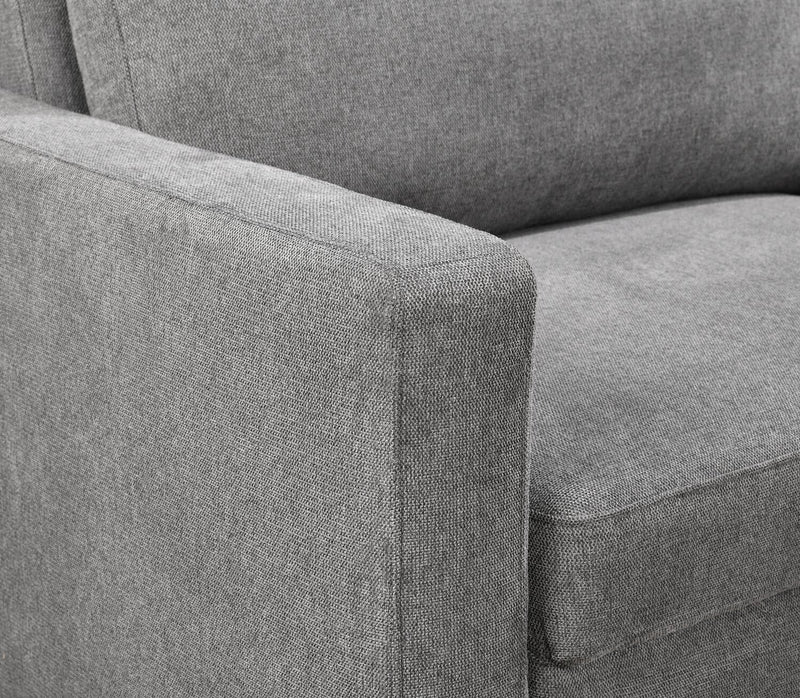 Fauteuil-lit Dusk de 52 po en tissu d’apparence lin avec accoudoirs rectilignes - gris