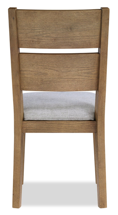Chaise de salle à manger Lotus en tissu de polyester et bois avec dossier à lattes - naturelle