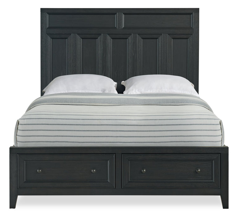 Ensemble de chambre à coucher Casa 6 pièces avec lit, commode, miroir et table de nuit, noir - format grand lit