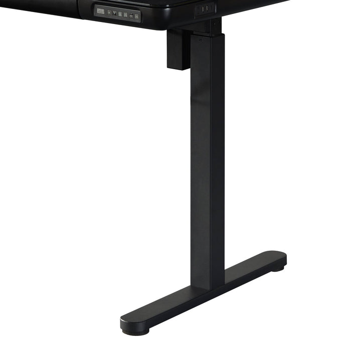 Bureau Metro de 47,24 po à hauteur réglable avec rangement et ports USB - noir