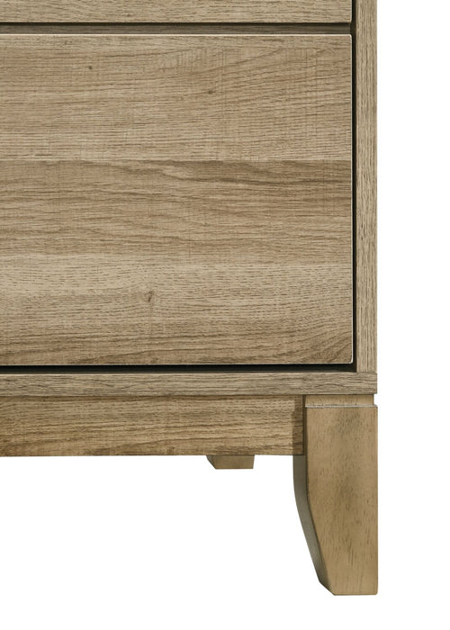 Commode de chambre à coucher Sable de 59 po (L) x 37 po (H) à 3 tiroirs avec armoire de rangement - brun clair