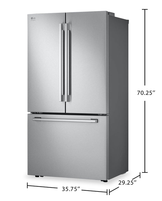 Réfrigérateur intelligent LG Studio de 27 pi3 et de 36 po de profondeur comptoir MAXMCà portes françaises - acier inoxydable - SRFB27S3