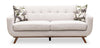 Sofa Freeman de Kort & Co. de 80 po de format condo en tissu d’apparence lin avec base et pattes en bois - blanc colombe