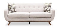  Sofa Freeman de Kort & Co. de 80 po de format condo en tissu d’apparence lin avec base et pattes en bois - blanc colombe
