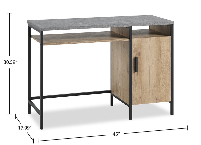 Bureau Bradley de 45 po avec piédestal et armoire - chêne clair